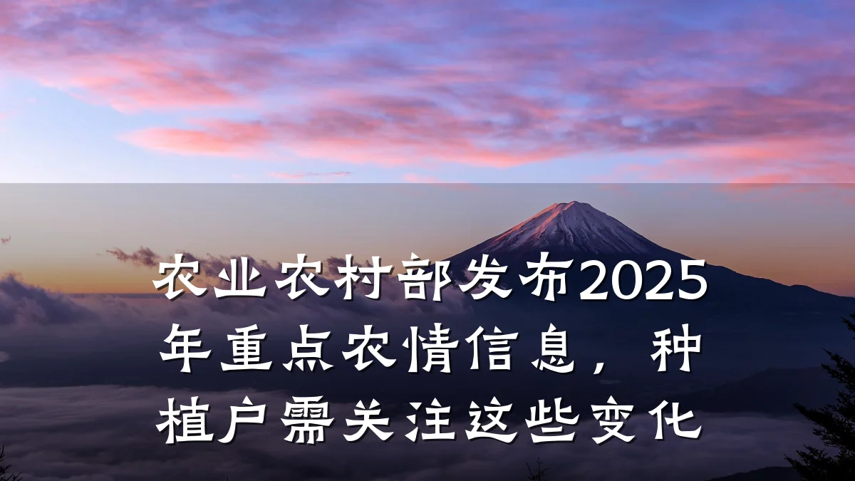 农业农村部发布2025年重点农情信息,种植户需关注这些变化