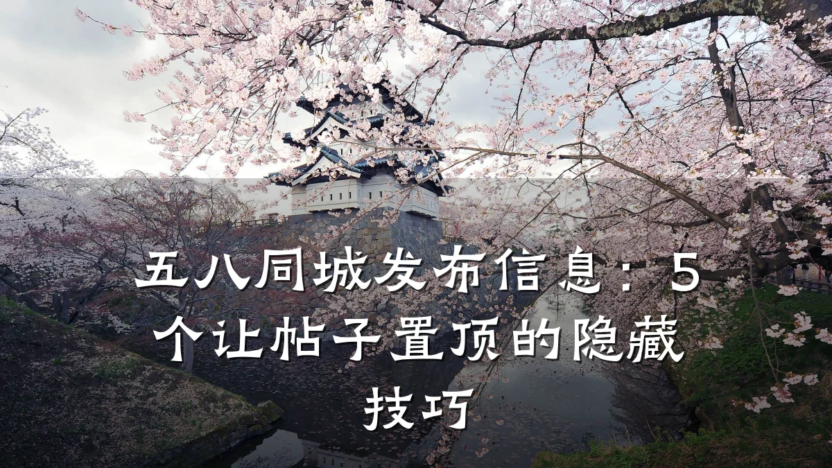 五八同城发布信息:5个让帖子置顶的隐藏技巧
