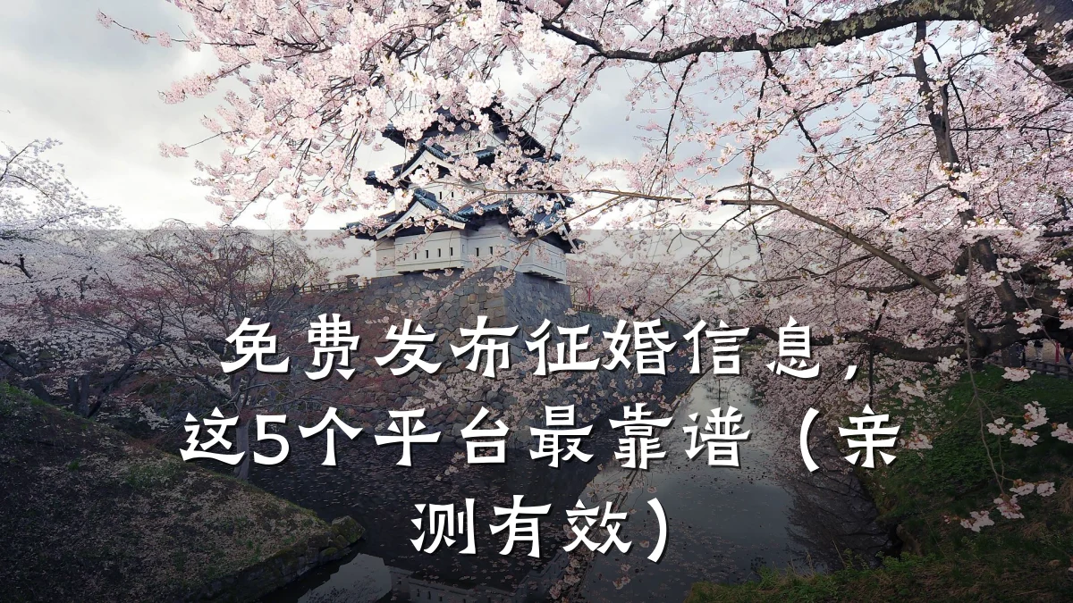 免费发布征婚信息,这5个平台最靠谱(亲测有效)