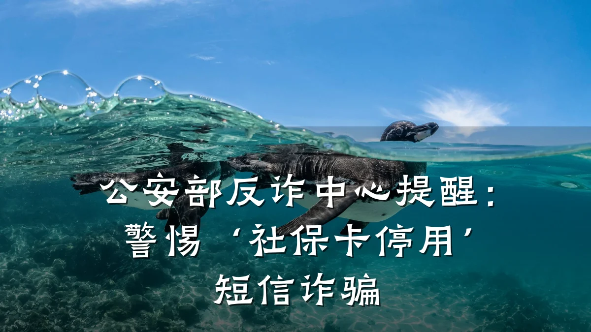 公安部反诈中心提醒:警惕‘社保卡停用’短信诈骗