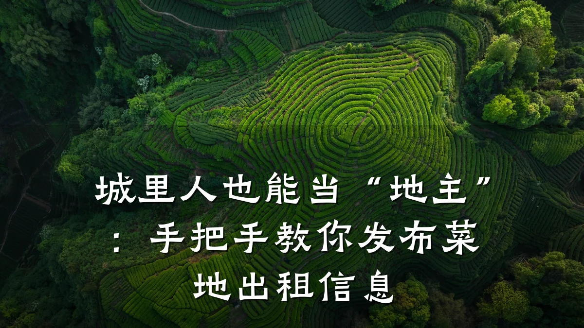 城里人也能当“地主”:手把手教你发布菜地出租信息