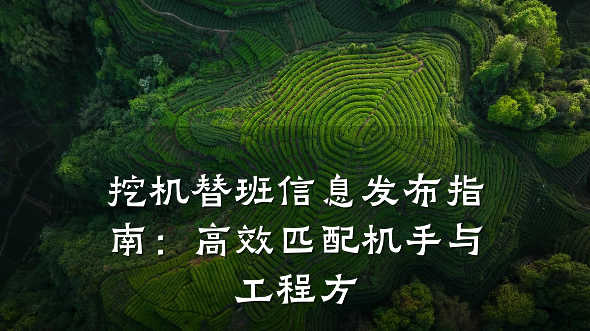 挖机替班信息发布指南:高效匹配机手与工程方