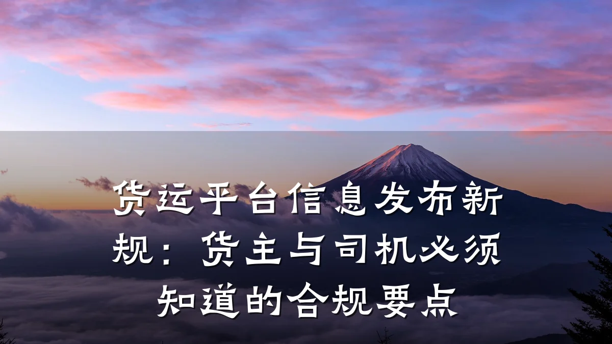 货运平台信息发布新规:货主与司机必须知道的合规要点