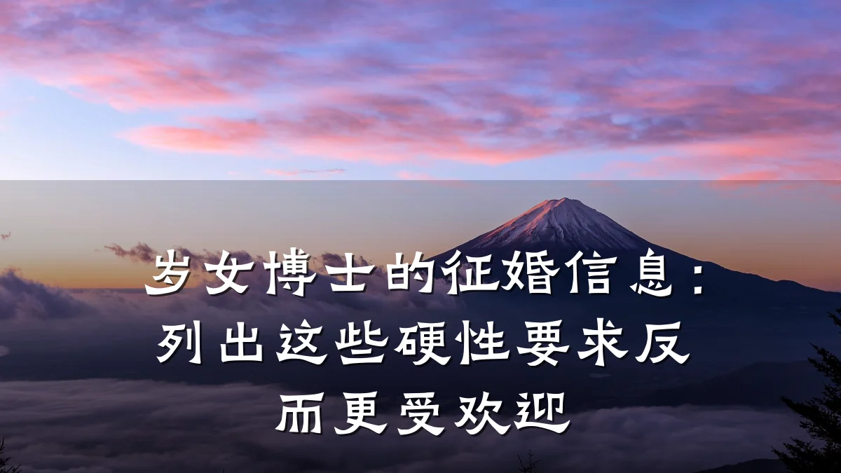 岁女博士的征婚信息:列出这些硬性要求反而更受欢迎